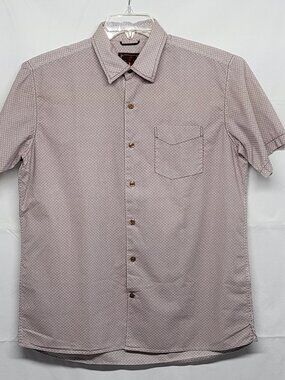 EQ Mens Shirt Button Up Size Medium Rooster Logo Short Sleeve Geometric Cotton